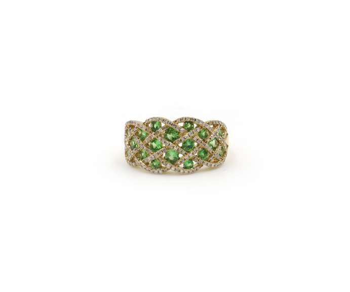 Radiant 1.50ct Tsavorite and Diamond Ring in 14K