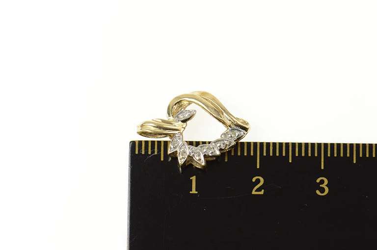 10K Yellow Gold Diamond Curvy Heart Love Symbol Pendant