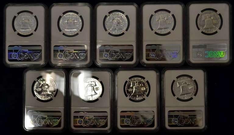Run Of Franklin Half Dollars NGC PF66 1955-1963