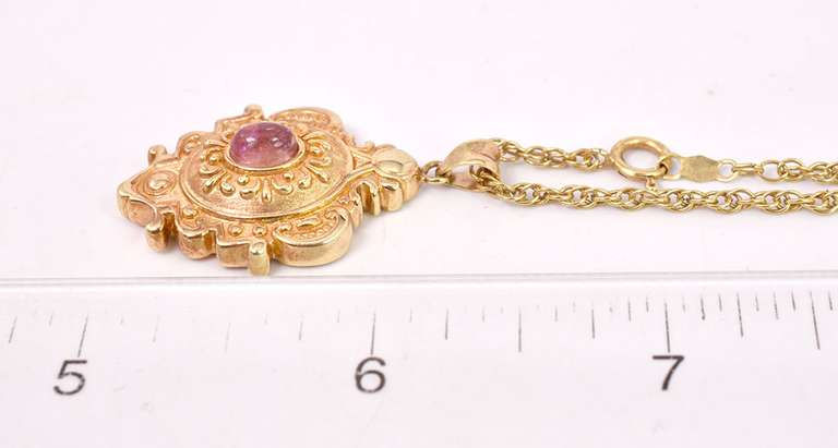 Captivating Pink Tourmaline Pendant in 14K Yellow Gold