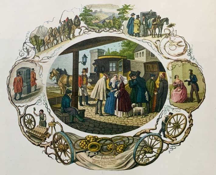 Vintage The Postmaster Lithograph