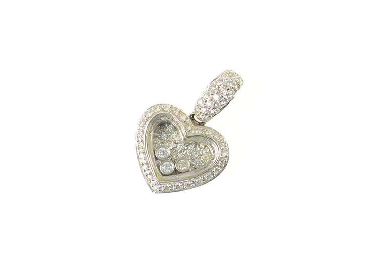 18K White Gold Diamond Encrusted Heart Love Capsule Pendant