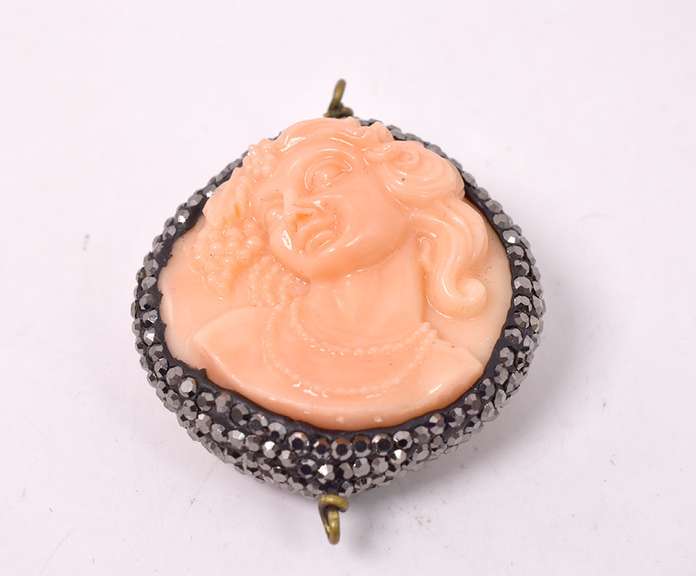 Wonderful Italian Made Double Sided Cameo Pendant with Swarovski Crystals