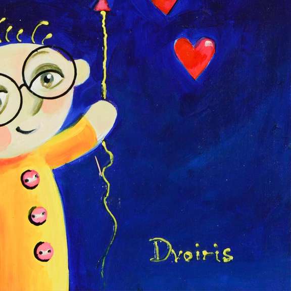 Dvoiris, Original Mixed Media Acrylic Painting on Canvas, Hand Signed with Letter of Authenticity.