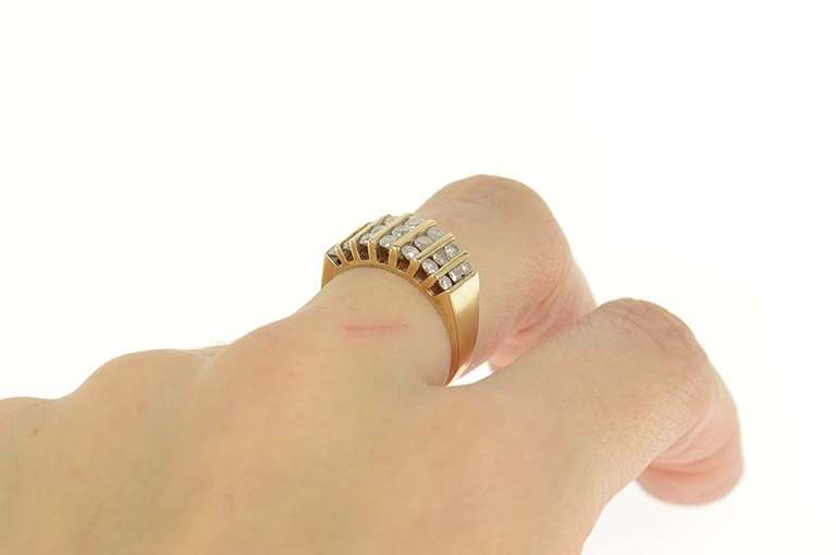 10K Yellow Gold Ctw Diamond Graduated Statement Band Ring