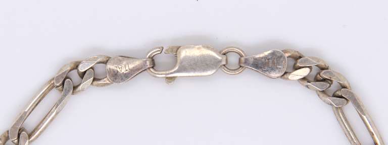 Vintage Italian Sterling Silver Figaro Chain Bracelet