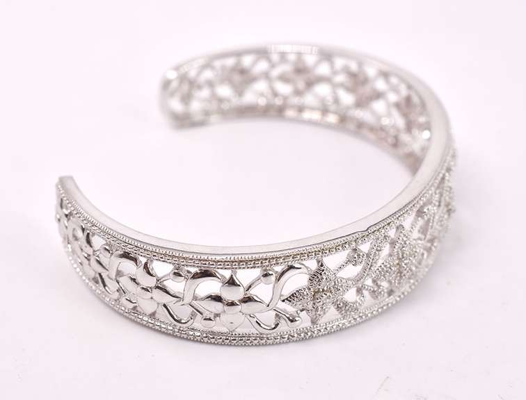 Fancy Diamond Bangle Bracelt in Sterling Silver