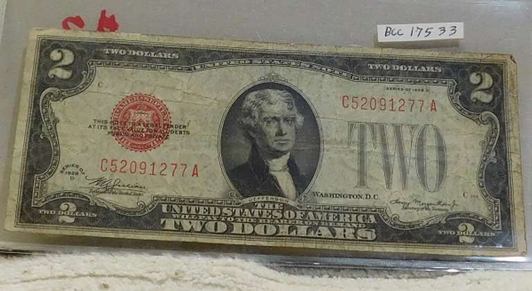 1928-D US Note $2. Red Seal