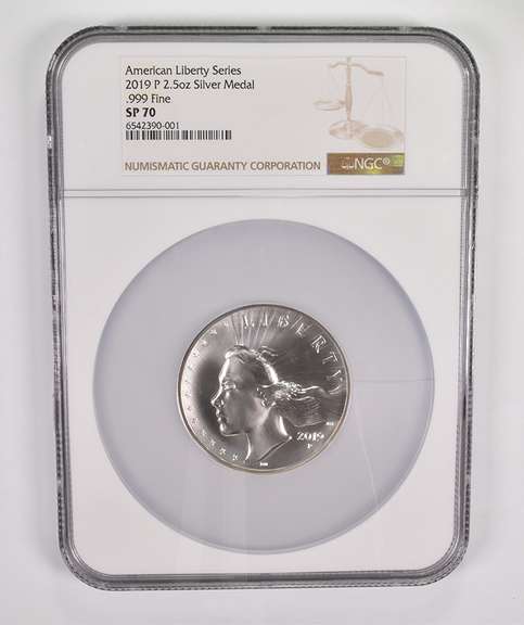 SP70 2019-P American Liberty Series 2.5 Oz .999 Fine Silver Medal NGC