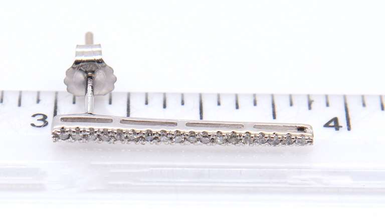 Sparkling White Gold Diamond Stick Earrings
