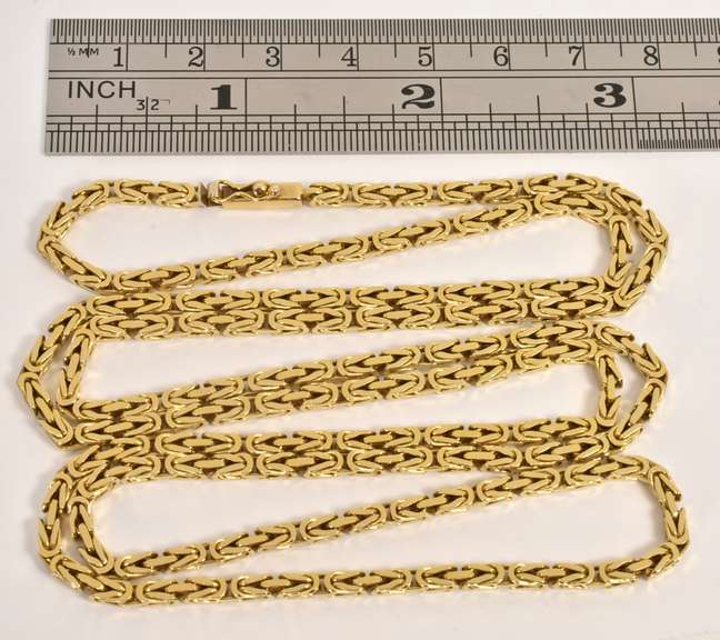 Long Sturdy 14k Byzantine Link Necklace