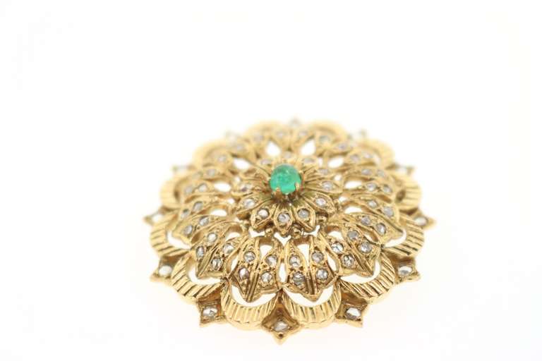 18kt Emerald and Diamond Brooch