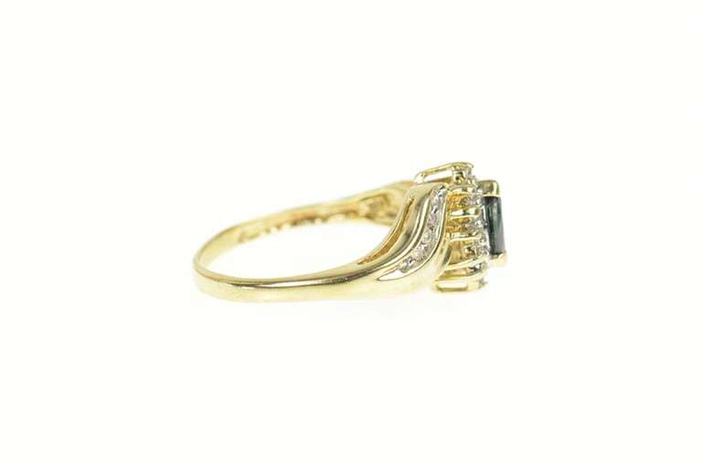 10K Yellow Gold Marquise Natural Sapphire Diamond Halo Ring