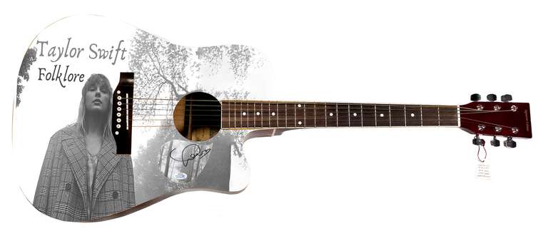 Taylor Swift Folklore Autographed Signed Custom Photo Graphics Guitar ACOA