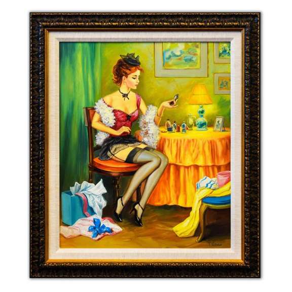 Taras Sidan, "Carla" Framed Hand Signed Original Painting with Letter of Authenticity.