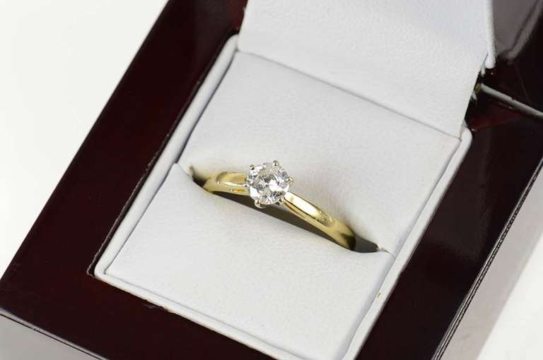 14K Yellow Gold 0.47 Ct Diamond Solitaire Classic Engagement Ring