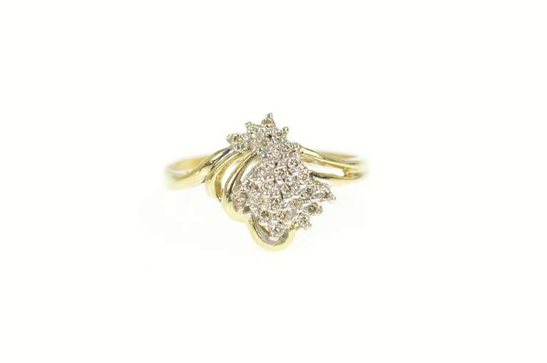 10K Yellow Gold 0.34 Ctw Classic Diamond Cluster Statement Ring