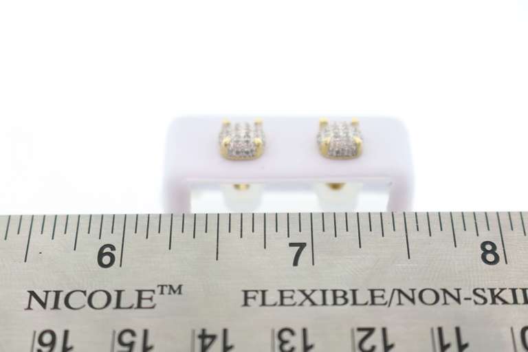 Cushioned Diamond Studded Earrings with 10k Yellow Gold