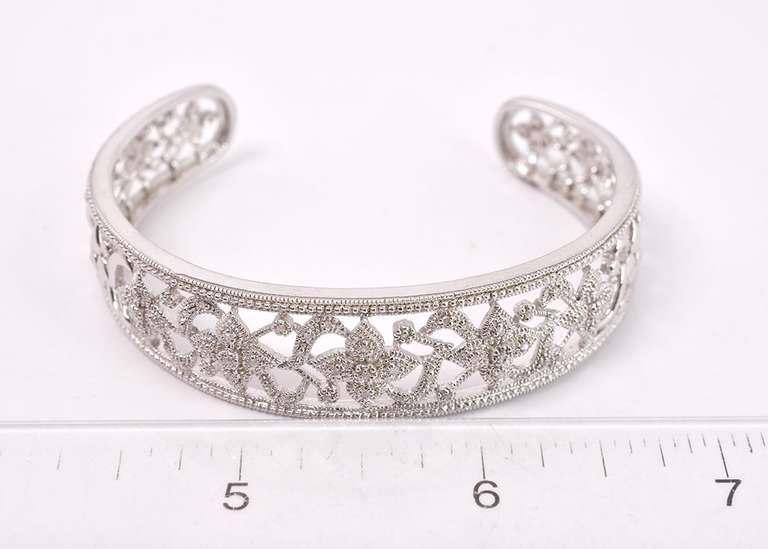 Fancy Diamond Bangle Bracelt in Sterling Silver