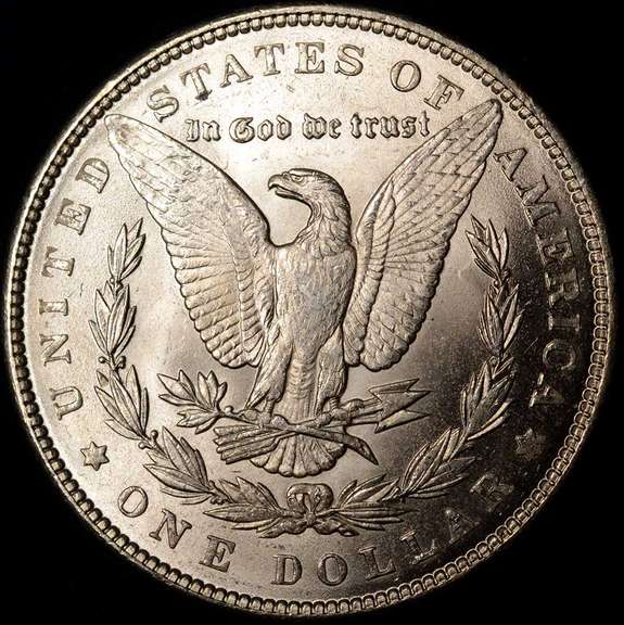 1889 Morgan Silver Dollar With Yellow, Blue, Green, Toning. BU