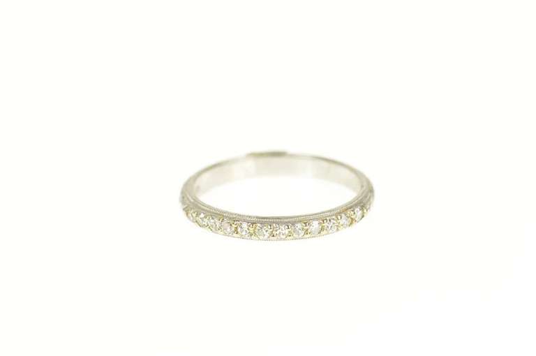 Platinum 0.18 Ctw Art Deco Diamond Wedding Band Ring