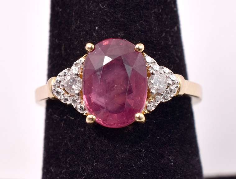 Ravishing Approx. 3.02CTS Ruby and Approx. 0.10CTW Diamond in Gold Plated Sterling Silver