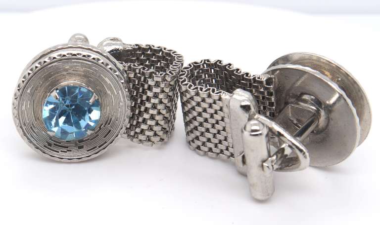 Vintage Sterling Silver Gemstone Cufflinks