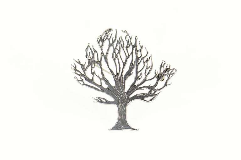 Sterling Silver Tree of Life Ornate Realistic Statement Pin/Brooch
