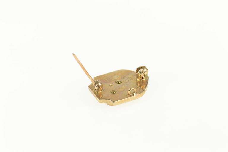 10K Yellow Gold Black Griffon Enamel Two Tone Shield Lapel Pin/Brooch
