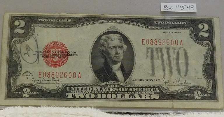 1928-G US Note $2. Red Seal