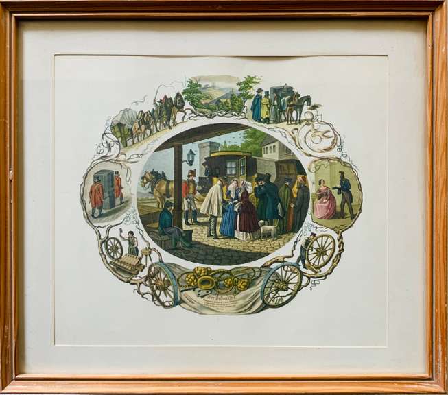 Vintage The Postmaster Lithograph