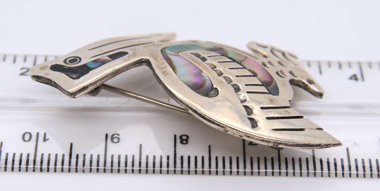 Vintage Sterling Silver Mexico Pelican Brooch