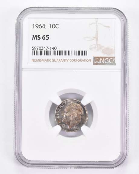 MS65 1964 Roosevelt Dime - Graded NGC Toned!