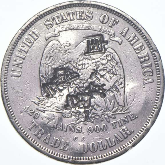 1875-CC Seated Liberty Trade Dollar - Chinese Chop Mark