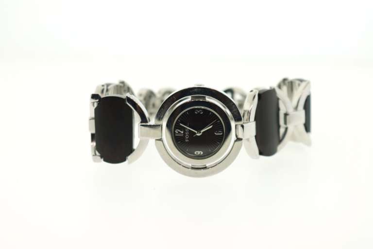 Brand New Fossil Women's ES2015 Brown Wood and Stainless Steel Watch