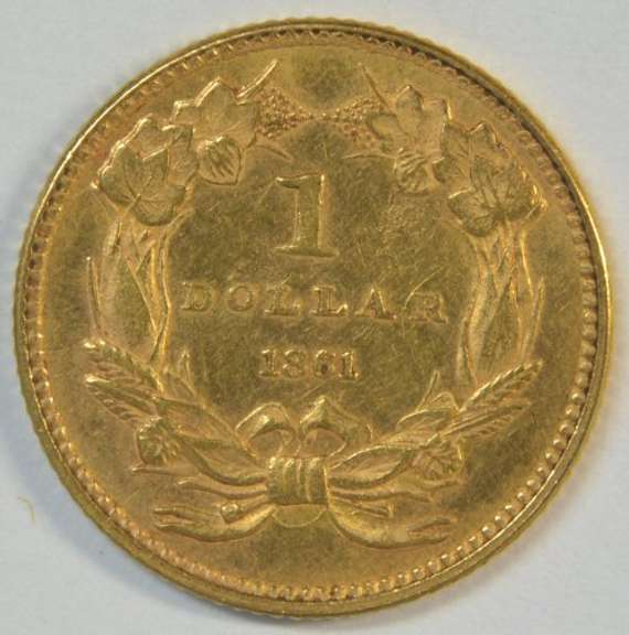 Real flashy 1861 US Type 3 $1 Gold Piece. Civil War issue