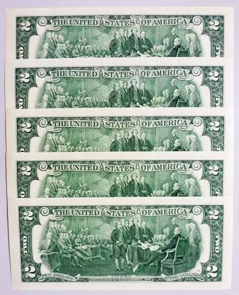 (5) Crisp Exceptional 2013 $2 Star Replacement Notes New York-Consecutive!