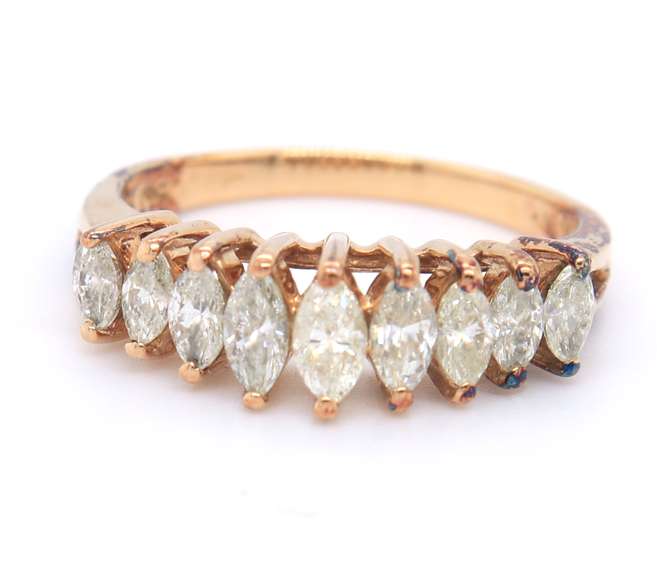 Wonderful 14kt YG Graduated Marquise Diamond Ring