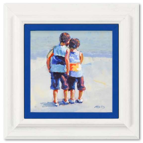Lucelle Raad, "A Day At the Seaside" Framed Original Acrylic Painting on Board, Hand Signed with Letter of Authenticity.