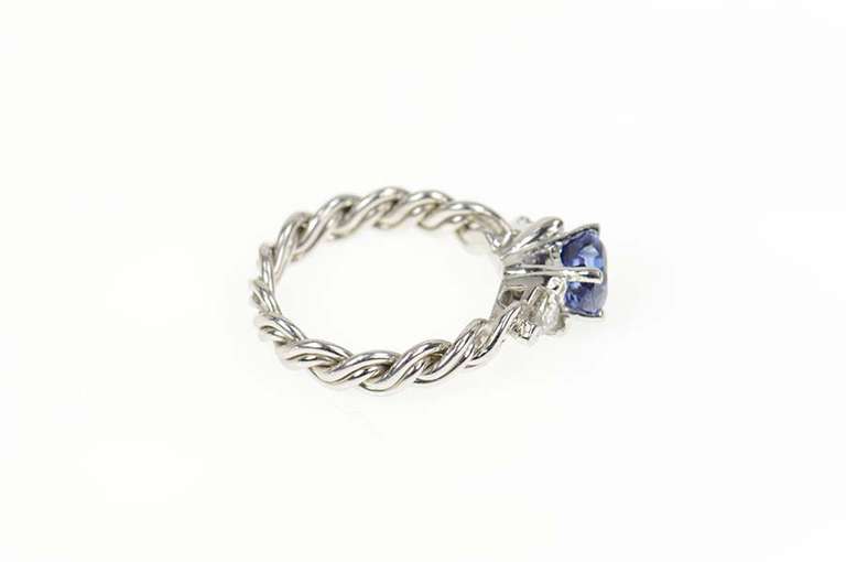 Platinum Heart Tanzanite Diamond Accent Engagement Ring
