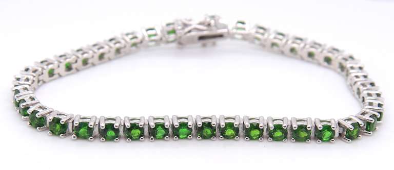 Sterling Silver Green Stone Tennis Bracelet
