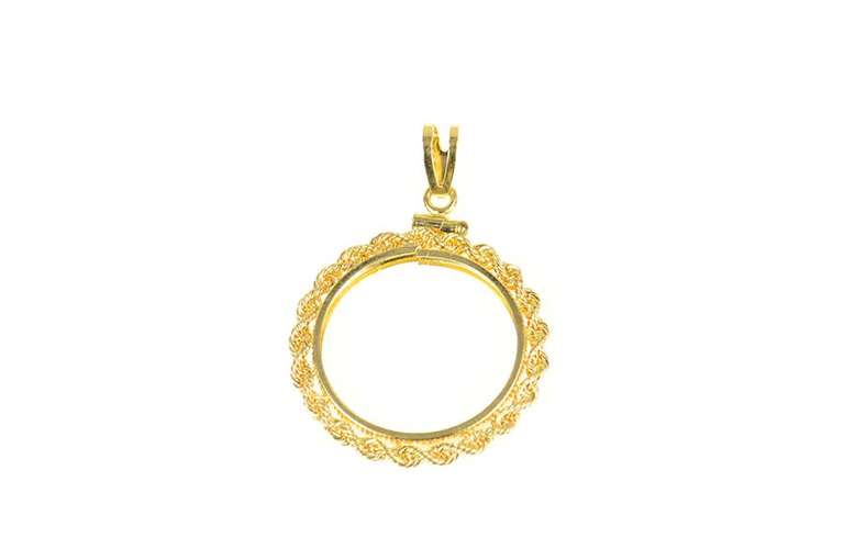 14K Yellow Gold Liberty Buffalo Jefferson Nickel Holder Charm/Pendant