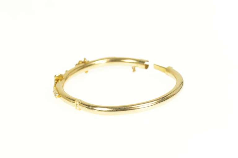 14K Yellow Gold Victorian Ornate Diamond Statement Bangle Bracelet