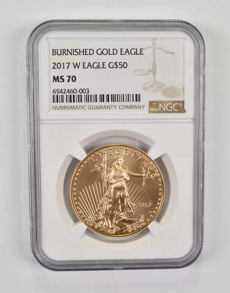 MS70 2017-W $50 Burnished American Gold Eagle - Graded NGC