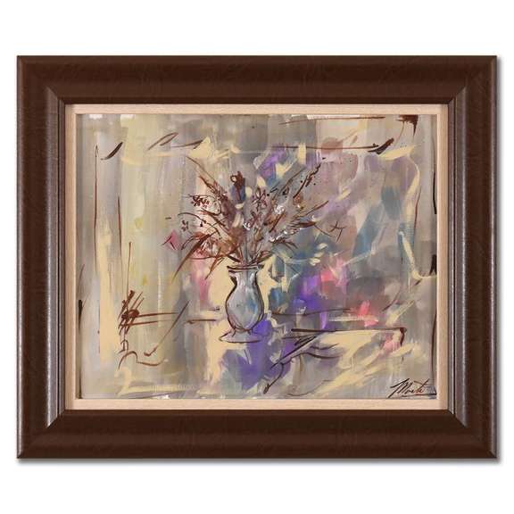 Marta Wiley, Framed Original Mixed Media Painting on Canvas, Hand Signed and Thumb Printed with Letter of Authenticity.