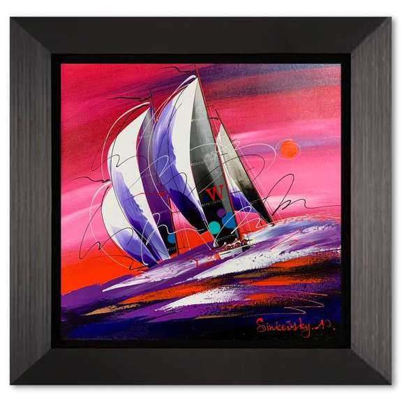 Natalia Sinkovsky, Framed Hand Signed Original Painting on Canvas with Letter Authenticity.