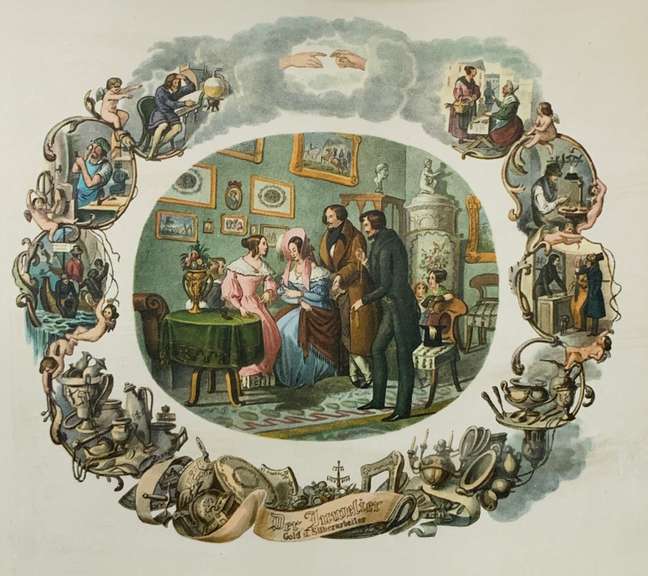 Vintage The jeweler Gold & Silver workers Lithograph