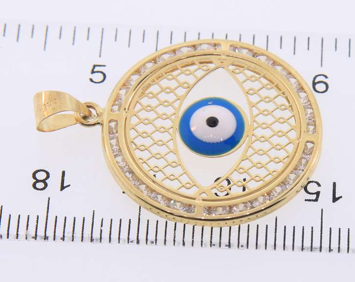 Lovely Yellow Gold Devil eye Cubic Zirconia Pendant