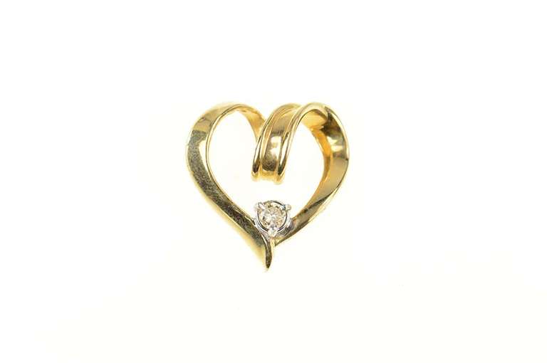 14K Yellow Gold Diamond Inset Heart Loop Love Symbol Pendant