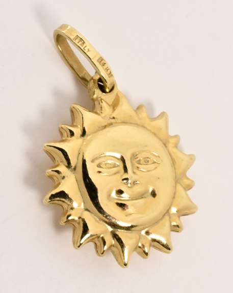 Whimsical 14k Sun Charm or Pendant